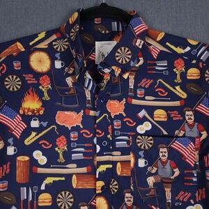 RSVLTS Ron Swanson Shirt Greatness Mens Medium Parks Recreation Button KunuFlex